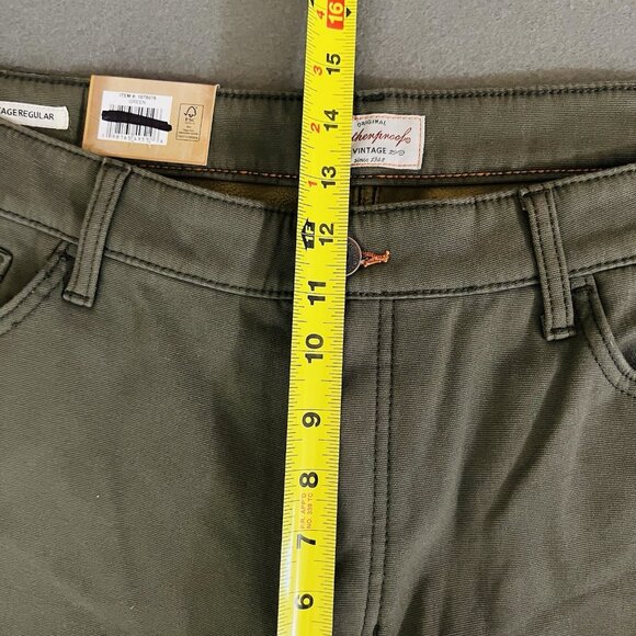 NWT Weatherproof Vintage Men Bonded Fleece Lined Green Canvas Pant 40x30 Regular - Picture 10 of 16